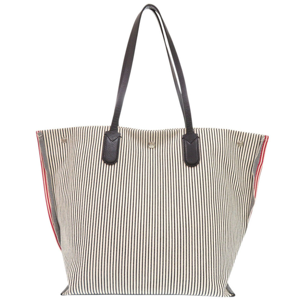 美品 ロンシャン ロゾ エッセンシャル レイエ キャンバス レザー アイボリー ブラック レッド トートバッグ 0944【中古】Longchamp