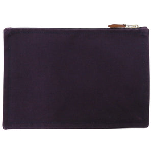 美品 エルメス フラットポーチPMコットンキャンバス パープル ポーチ 紫 1028【中古】HERMES