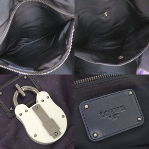 美品 ロエベ カリエGM レザー パープル トートバッグ ハンドバッグ 1036【中古】LOEWE