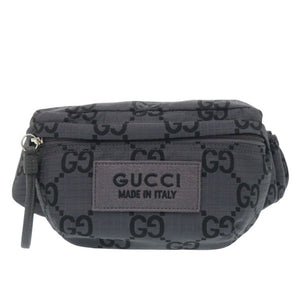 新品同様 グッチ 767984 GG柄 ナイロンキャンバス グレー ボディバッグ ウエストバッグ 1083【中古】GUCCI