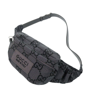 新品同様 グッチ 767984 GG柄 ナイロンキャンバス グレー ボディバッグ ウエストバッグ 1083【中古】GUCCI