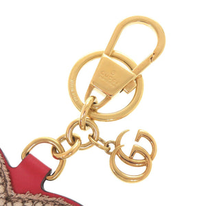 美品 グッチ ハートモチーフ GGスプリーム ベージュ レッド キーホルダー バッグチャーム 1130【中古】GUCCI