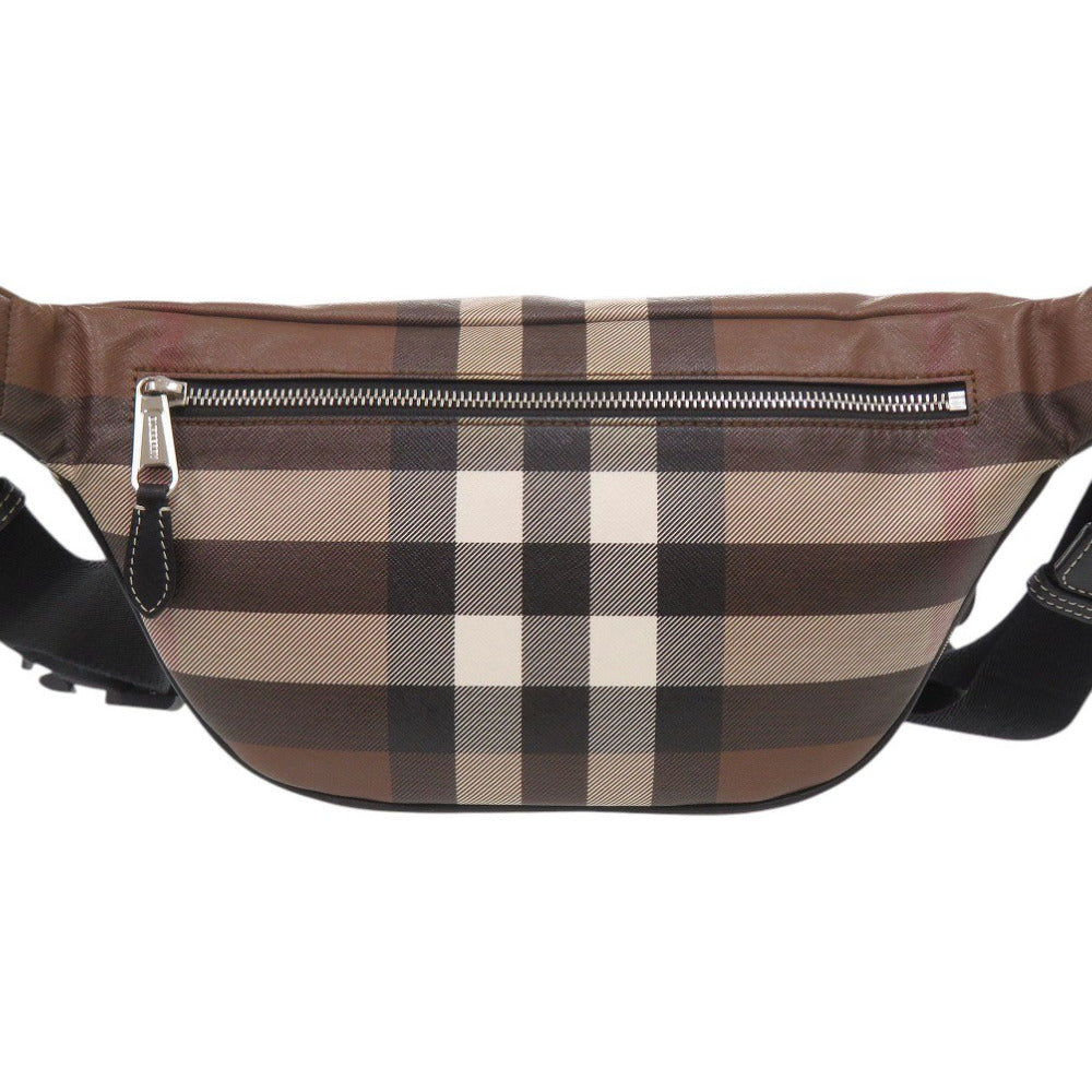 美品 バーバリー ミニ ケーソン バムバッグ PVC ブラウン ウエストバッグ 茶 1152【中古】BURBERRY メンズ