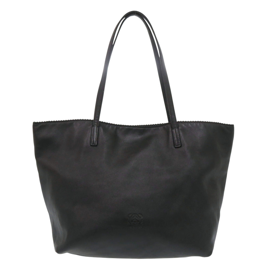ロエベ ナッパ アナグラム レザー ブラック トートバッグ ハンドバッグ 黒 1155【中古】LOEWE