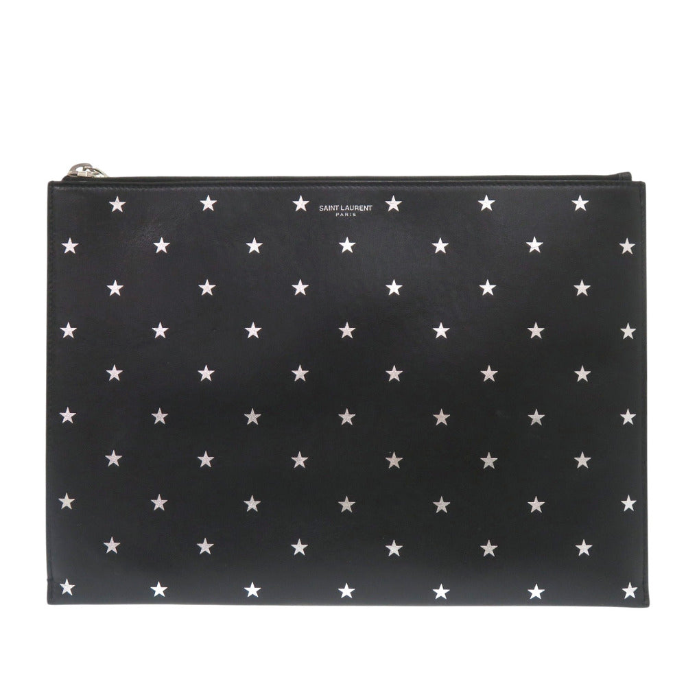美品 サンローランパリ 397294 レザー ブラック 星 スター クラッチバッグ 黒 1166【中古】SAINT LAURENT PARIS