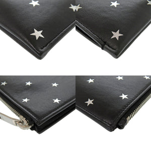 美品 サンローランパリ 397294 レザー ブラック 星 スター クラッチバッグ 黒 1166【中古】SAINT LAURENT PARIS