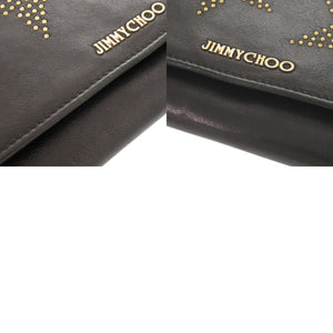 ジミーチュウ スタースタッズ レザー ブラック チェーンウォレット ショルダーバッグ 黒 1197【中古】JIMMY CHOO
