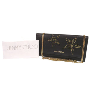 ジミーチュウ スタースタッズ レザー ブラック チェーンウォレット ショルダーバッグ 黒 1197【中古】JIMMY CHOO