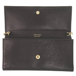 ジミーチュウ スタースタッズ レザー ブラック チェーンウォレット ショルダーバッグ 黒 1197【中古】JIMMY CHOO