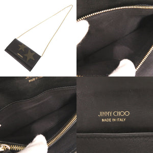 ジミーチュウ スタースタッズ レザー ブラック チェーンウォレット ショルダーバッグ 黒 1197【中古】JIMMY CHOO