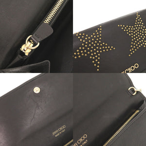 ジミーチュウ スタースタッズ レザー ブラック チェーンウォレット ショルダーバッグ 黒 1197【中古】JIMMY CHOO