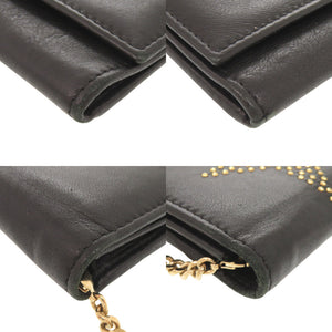 ジミーチュウ スタースタッズ レザー ブラック チェーンウォレット ショルダーバッグ 黒 1197【中古】JIMMY CHOO