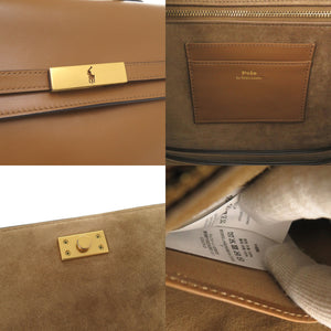 美品 ポロ ラルフローレン Polo ID レザーサッチェル レザー ブラウン 2way ハンドバッグ ショルダーバッグ 1223【中古】POLO RALPH LAUREN