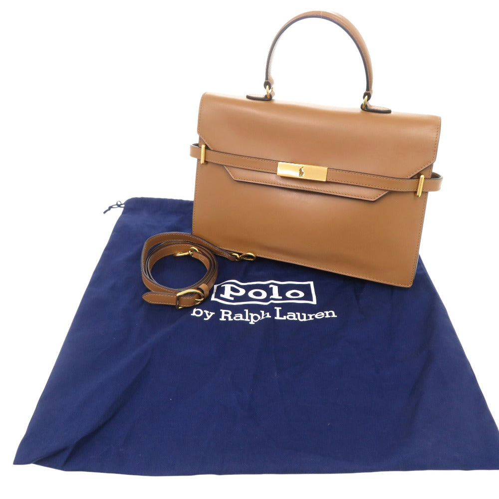 美品 ポロ ラルフローレン Polo ID レザーサッチェル レザー ブラウン 2way ハンドバッグ ショルダーバッグ 1223【中古】POLO RALPH LAUREN