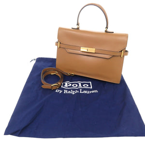美品 ポロ ラルフローレン Polo ID レザーサッチェル レザー ブラウン 2way ハンドバッグ ショルダーバッグ 1223【中古】POLO RALPH LAUREN