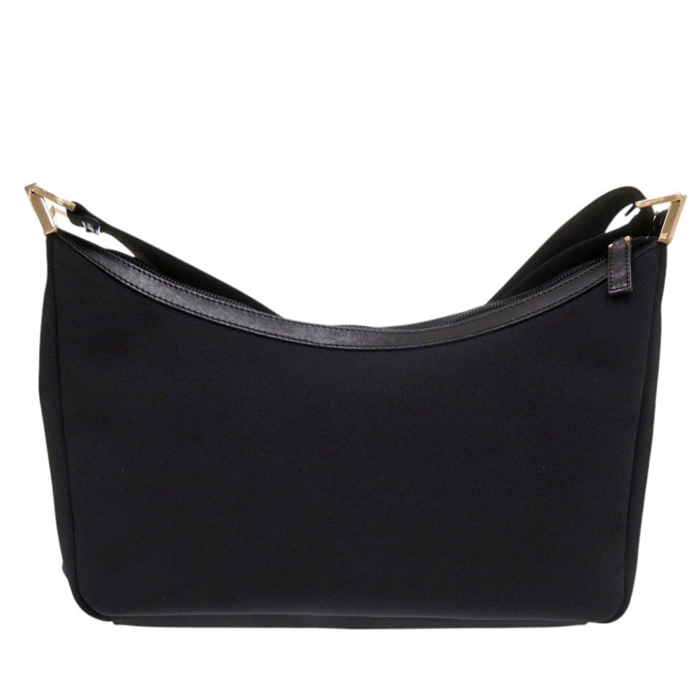 美品 グッチ 019 0433 ナイロンキャンバス ブラック ショルダーバッグ 黒 1255【中古】GUCCI