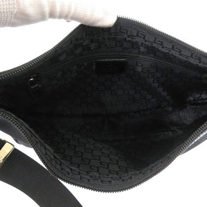 美品 グッチ 019 0433 ナイロンキャンバス ブラック ショルダーバッグ 黒 1255【中古】GUCCI