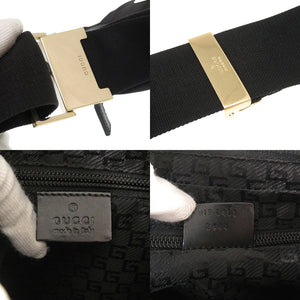 美品 グッチ 019 0433 ナイロンキャンバス ブラック ショルダーバッグ 黒 1255【中古】GUCCI