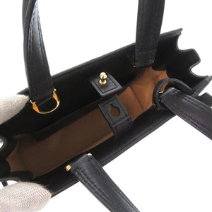 未使用 デルボー タンペート クラッシュ スモール AA0646BQS099ZDO レザー ブラック 2way ハンドバッグ 黒 デルヴォー1281【中古】DELVAUX