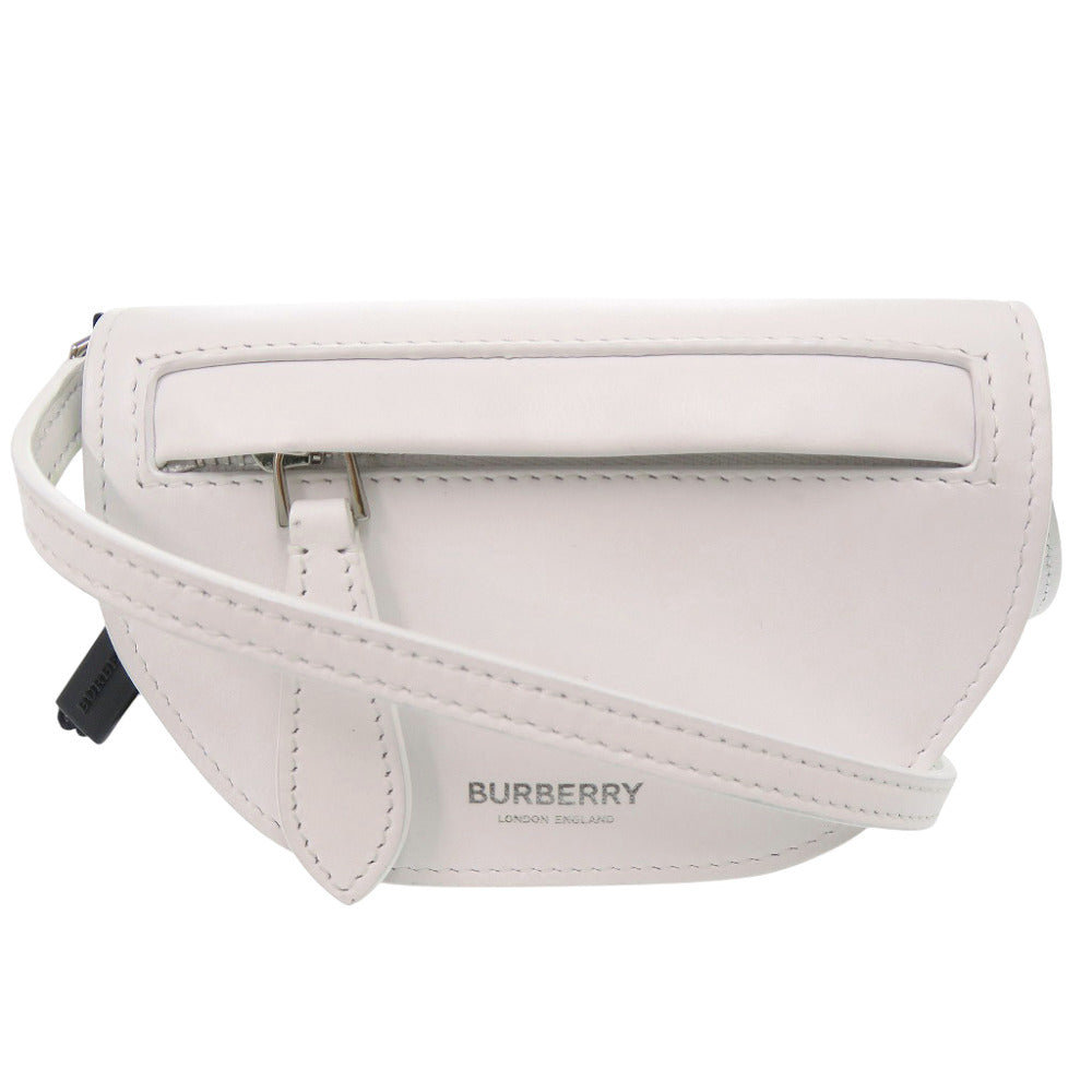 新品同様 バーバリー ミニオリンピア マイクロショルダー カーフ ホワイト ショルダーバッグ 白 1287【中古】BURBERRY