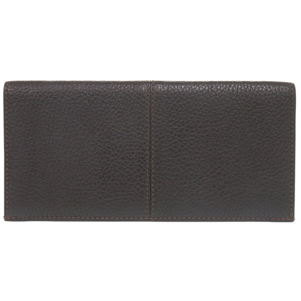 美品 カルティエ サドルステッチ レザー ダークブラウン 札入れ 長財布 1297【中古】CARTIER