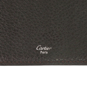 美品 カルティエ サドルステッチ レザー ダークブラウン 札入れ 長財布 1297【中古】CARTIER