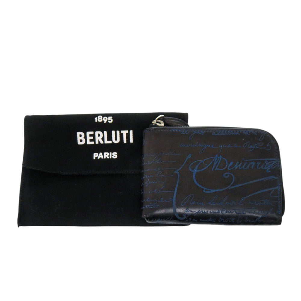 新品同様 ベルルッティ ブナ マネーパース レザー ブラック ブルー コインケース 黒 1309【中古】BERLUTI