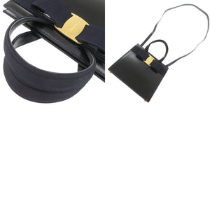 美品 サルヴァトーレフェラガモ ヴァラリボン BA214178 2WAY レザー ネイビー ハンドバッグ 1331【中古】Salvatore Ferragamo