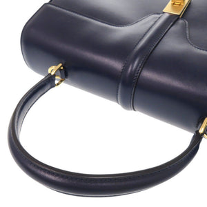 新品同様 セリーヌ 16セーズ ミディアム レザー ネイビー 2WAY ハンドバッグ ショルダーバッグ 1335【中古】CELINE