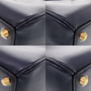 新品同様 セリーヌ 16セーズ ミディアム レザー ネイビー 2WAY ハンドバッグ ショルダーバッグ 1335【中古】CELINE