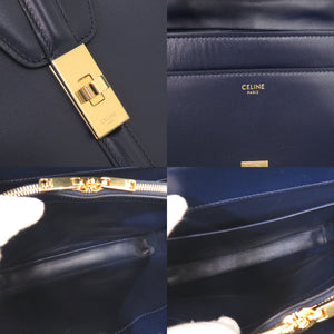 新品同様 セリーヌ 16セーズ ミディアム レザー ネイビー 2WAY ハンドバッグ ショルダーバッグ 1335【中古】CELINE