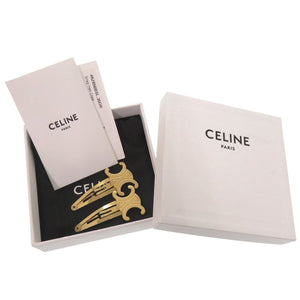 新品同様 セリーヌ トリオンフ スナップヘアクリップ 46Z656BSL.35OR メタル ゴールド 1339【中古】CELINE