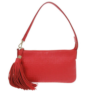 フェンディ ズッキーノ タッセル 8M0245 レザー レッド ハンドバッグ ミニバッグ 赤 1375【中古】FENDI