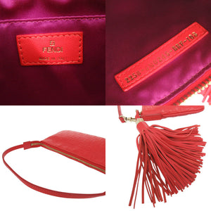 フェンディ ズッキーノ タッセル 8M0245 レザー レッド ハンドバッグ ミニバッグ 赤 1375【中古】FENDI