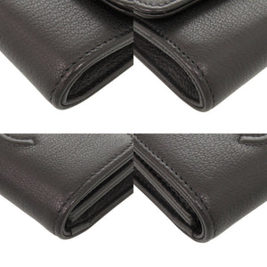 新品同様 シャネル ココマーク レザー ブラック 22番台 カードケース コインケース 財布 黒 1376【中古】CHANEL