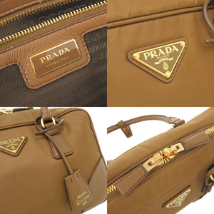 美品 プラダ Re-Edition 1978 ミディアム トライアングルロゴ ナイロン レザー ブラウン 2WAY ハンドバッグ ショルダーバッグ 茶 1377【中古】PRADA