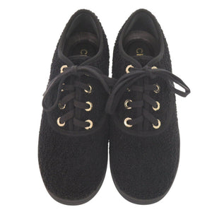 未使用 シャネル CHANELロゴ サイズ37 ブラック ローカット スニーカー 黒 1382【中古】CHANEL