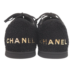 未使用 シャネル CHANELロゴ サイズ37 ブラック ローカット スニーカー 黒 1382【中古】CHANEL