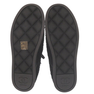 未使用 シャネル CHANELロゴ サイズ37 ブラック ローカット スニーカー 黒 1382【中古】CHANEL