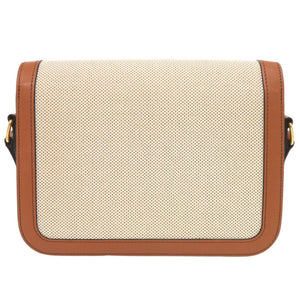美品 セリーヌ クラシック トリオンフ カーフスキン テキスタイル ナチュラル タン ショルダーバッグ 1385【中古】CELINE