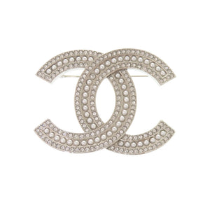 新品同様 シャネル ココマーク フェイクパール ストーン シルバー B24 S ブローチ アクセサリー 1389 【中古】 CHANEL