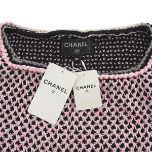 新品同様 シャネル ノースリーブ P56642 シルク コットン サイズ34 ピンク ニット ワンピース 1408【中古】CHANEL