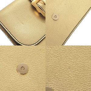 美品 バーバリー バックル メタリック レザー ゴールド ショルダーバッグ 1410【中古】BURBERRY