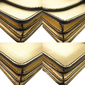 美品 バーバリー バックル メタリック レザー ゴールド ショルダーバッグ 1410【中古】BURBERRY