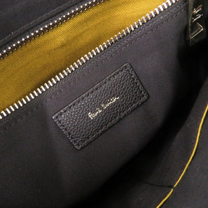 美品 ポールスミス インレイドストライプ レザー ブラック 2WAY ショルダーバッグ 黒 1414【中古】Paul Smith