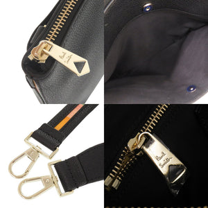美品 ポールスミス インレイドストライプ レザー ブラック 2WAY ショルダーバッグ 黒 1414【中古】Paul Smith