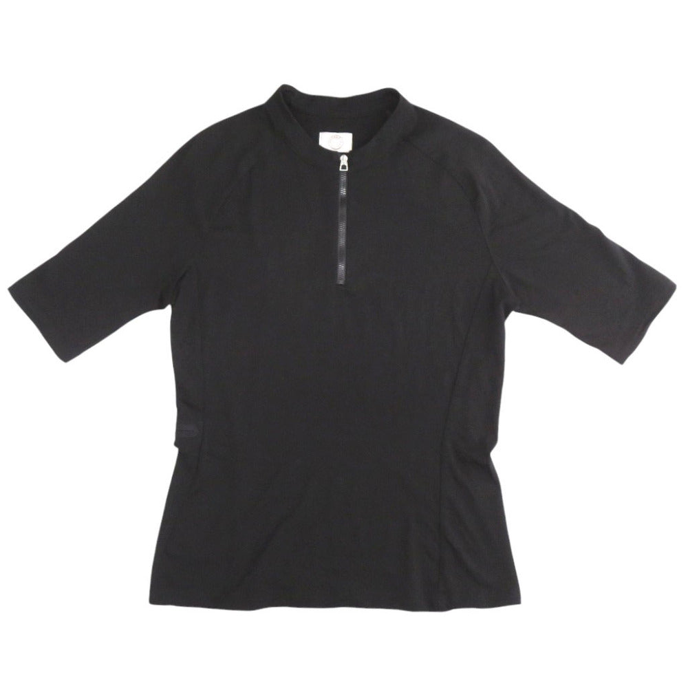 美品 エルメス エルメスフィット セリエ クルードセル ハーフジップ ウール サイズL ブラック Tシャツ 黒 1415【中古】HERMES