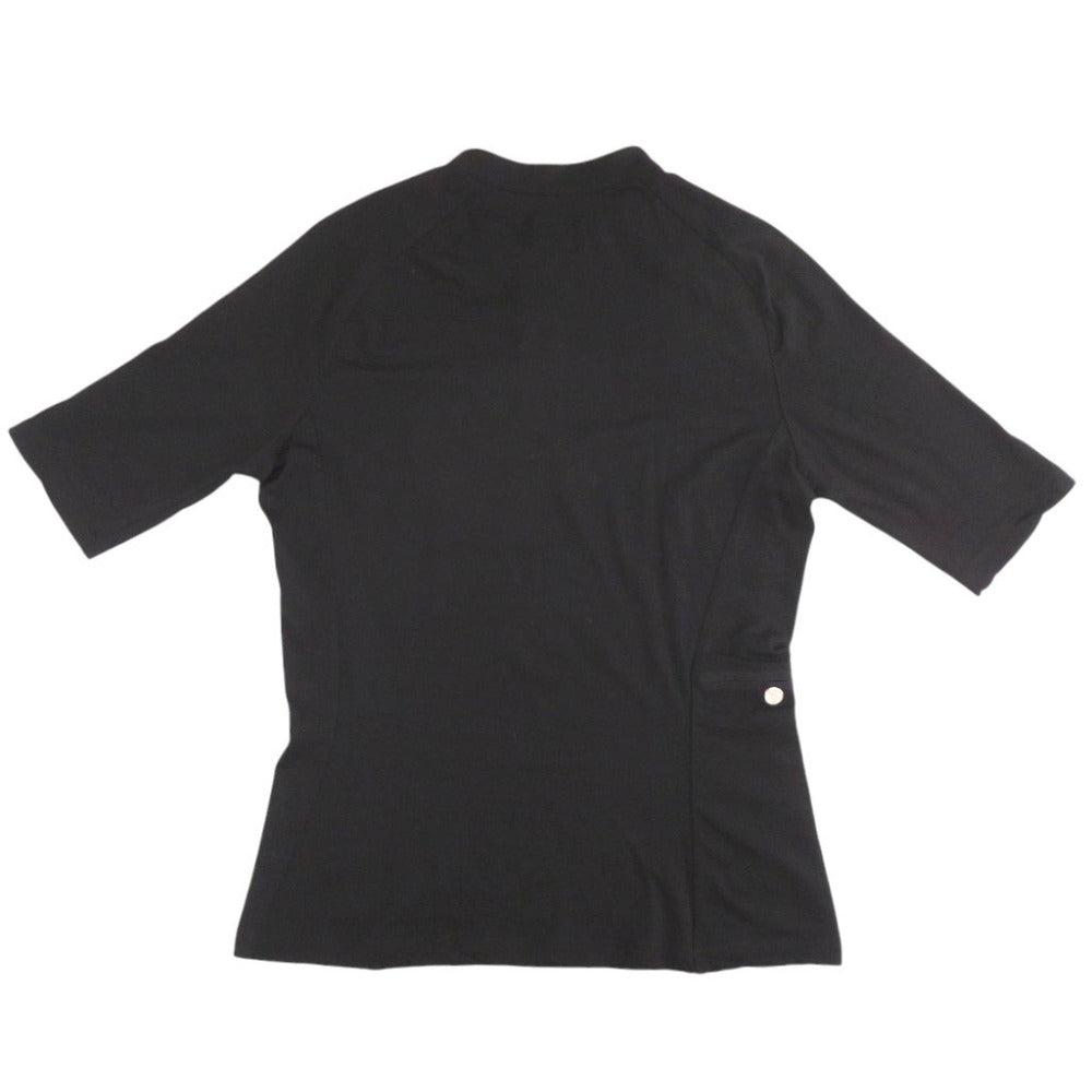 美品 エルメス エルメスフィット セリエ クルードセル ハーフジップ ウール サイズL ブラック Tシャツ 黒 1415【中古】HERMES