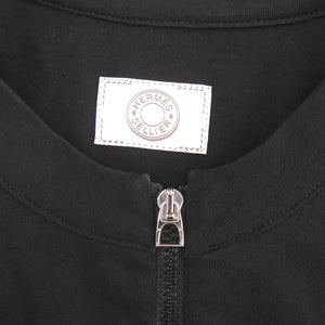 美品 エルメス エルメスフィット セリエ クルードセル ハーフジップ ウール サイズL ブラック Tシャツ 黒 1415【中古】HERMES