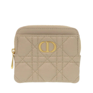 新品同様 クリスチャンディオール Caro Lavender カナージュ レザー ベージュ カードケース 1423【中古】Christian Dior